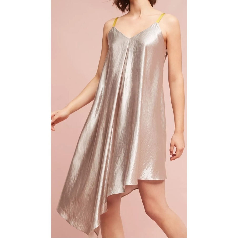 FLOREAT Anthropologie Monroe Metallic Silver Asymmetrical Rocker Boho Festival L
